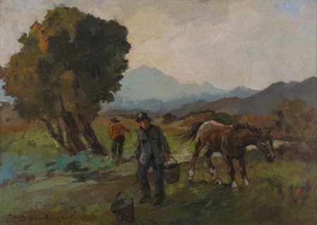 Carlo Domenici Livorno 1897 Portoferraio 1981 Monte Capanne (Elba) , Olio su...