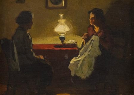 Cafiero Filippelli Livorno 1889 1973 Conversazione 1932, Olio su tavola, cm....