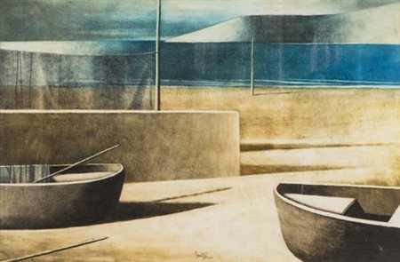 Marcello Scuffi Tizzana (Pt) 1948 Il mare d'inverno 2002, Olio su tela di...