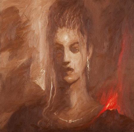 Omar Galliani Montecchio Emilia (Re) 1954 Laura 1985, Olio su tela, cm. 50x50...