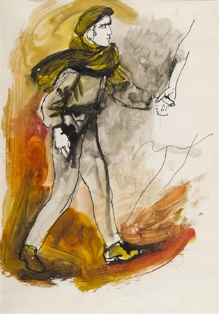 Renato Guttuso Bagheria (Pa) 1912 Roma 1987 Senza titolo , Tecnica mista su...