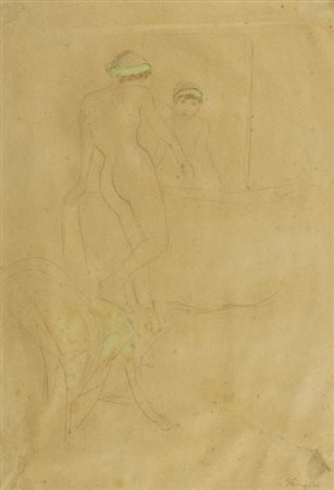 Mario Cavaglieri Rovigo 1887 Payloubère par Pavie 1969 Allo specchio ,...