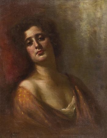 Rinaldo Agazzi Mapello (Bg) 1857 Bergamo 1939 Figura di donna , Olio su tela,...