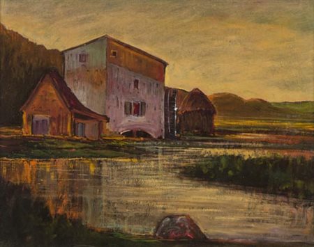 Umberto Vittorini Milano 1890 Milano 1979 Il mulino di Barga 1921, Olio su...