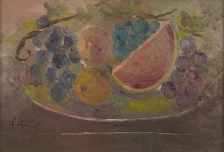 Guido Guidi Livorno 1901 1998 Frutta , Olio su tavola, cm. 35x50 Firmato in...