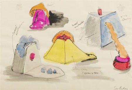 Sue Bitney 1942 Senza titolo , Tecnica mista su carta, cm. 33x48 Firmato in...