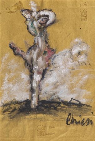 Giorgio Chiesi Felina 1941 Senza titolo , Tecnica mista su carta paglia, cm....