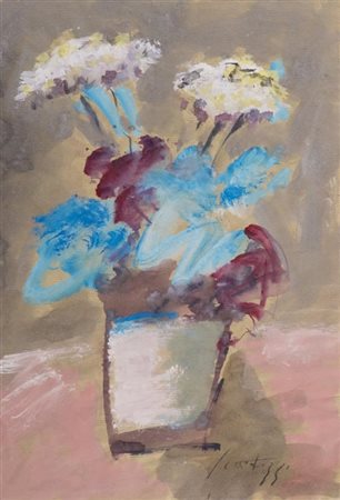 Sergio Scatizzi Gragnano (Lu) 1918 Firenze 2009 Vaso di fiori , Tempera su...