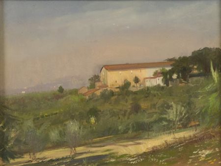 Silvestro Pistolesi Firenze 1943 Campagna a Bagno a Ripoli , Olio su cartone...