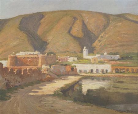 Marcel Thibault Porto Farina , Olio su tavola, cm. 46x55 Firmato in basso a...