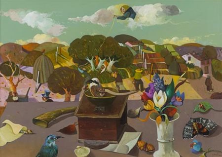 Roberto Fontirossi Lucca 1940 Senza titolo , Olio su tela, cm. 50x70 Firmato...