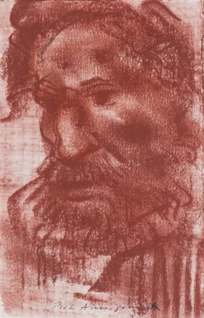 Pietro Annigoni Milano 1910 Firenze 1988 Volto , Sanguigna su cartoncino, cm....