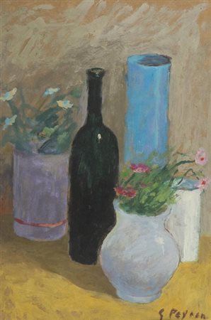 Guido Peyron Firenze 1898 1960 Natura morta , Olio su cartone telato, cm....