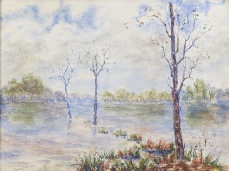 Carlo Servolini Livorno 1876 Collesalvetti 1948 Paesaggio , Acquaforte su...