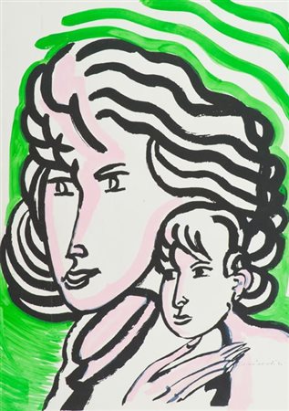 Remo Brindisi Roma 1918 Lido di Spina (Fe) 1996 Maternità , Retouchè su...