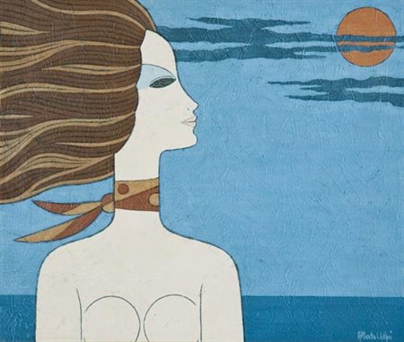 Alberto Volpi Milano Marina 1987, Olio su tela, cm. 50x60 Firmato in basso a...