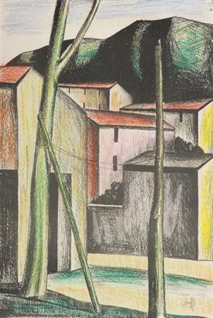 Marcello Scuffi Tizzana (Pt) 1948 Paesaggio , Pastelli su carta, cm. 48x33...