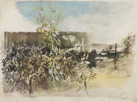 Luiso Sturla Chiavari 1930 Paesaggio 1971, Tecnica mista su carta, cm. 22x30...