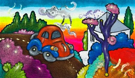 Luca Alinari Firenze 1943 Paesaggio , Tecnica mista su tela applicata su...