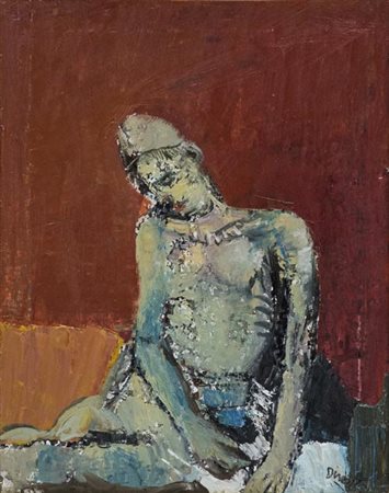 Lino Dinetto Este (Pd) 1927 Figura , Olio su tela, cm. 50x40 Firmato in basso...