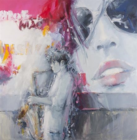 Giuliano Trombini Ferrara 1950 Senza titolo , Olio su tela, cm. 100x100...