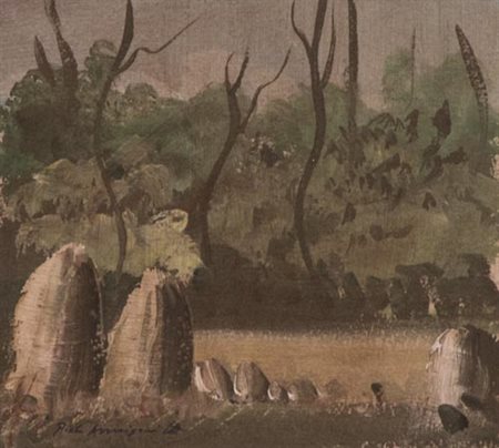 Pietro Annigoni Milano 1910 Firenze 1988 Paesaggio , Tecnica mista su carta a...