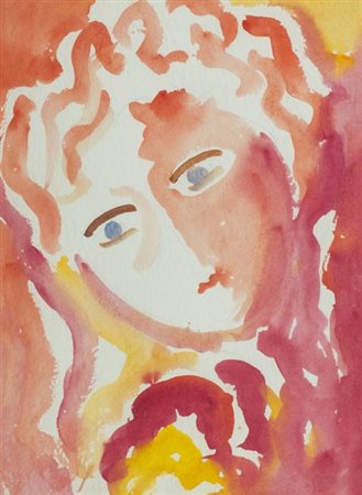 Virgilio Guidi Roma 1891 Venezia 1984 Volto , Acquerello su carta, cm. 37x28...