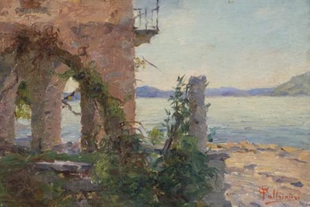 Oreste Paltrinieri Verona 1873 Viareggio 1966 Marina , Olio su tela applicata...