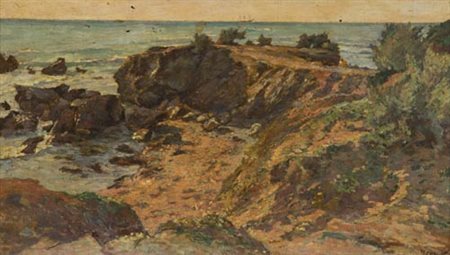 Mario Cocchi Livorno 1898 Livorno 1957 Scogliera di Antignano , Olio su...