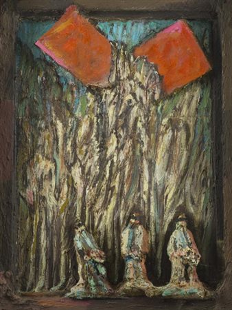 Roberto Barni Pistoia 1939 Senza titolo 1985, Pittoscultura di cm. 80x60x9,...