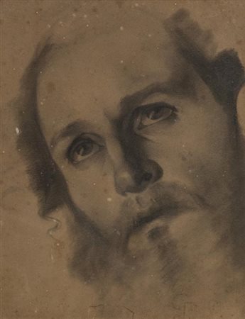 Gaetano Previati Ferrara 1852 Lavagna 1920 Volto di Santo , Carboncino e...