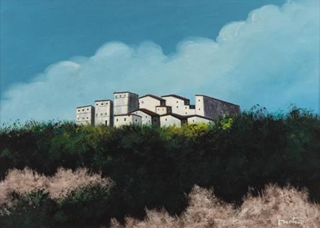 Enotrio Pugliese Buenos Aires 1920 Pizzo 1989 Paesaggio Calabrese , Olio su...