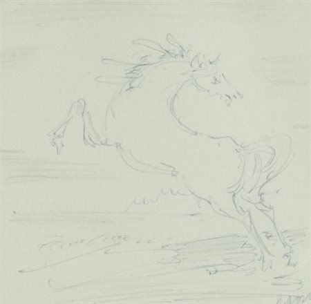 Aligi Sassu Milano 1912 Pollenca (E) 2000 Cavallo , Biro e lapis su carta,...