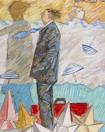 Giampaolo Talani San Vincenzo 1955 Fine di un viaggio 2016, Tecnica mista su...