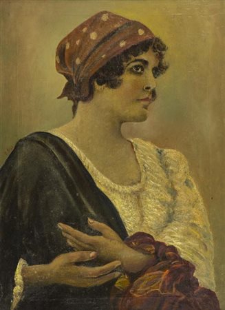 Pio Joris Roma 1843 1921 Figura , Olio su tela, cm. 70x50. La tela presenta...