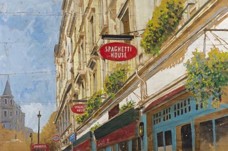 Massimo Lomi Livorno 1953 Spaghetti house 2013, Tempera su tavola, cm....