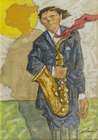 Giampaolo Talani San Vincenzo 1955 Sassofonista 2016, Tecnica mista su...