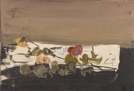 Sergio Scatizzi Gragnano (Lu) 1918 Firenze 2009 Fiori , Olio su carta, cm....