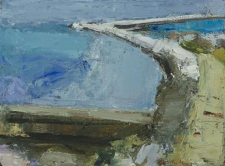 Romano Lotto 1932 Marina , Olio su tela, cm. 30x40 Firmato in basso a destra;...