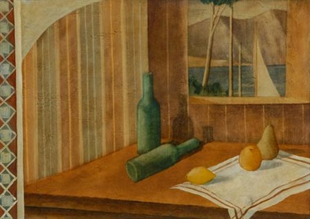 Marcello Scuffi Tizzana (Pt) 1948 Composizione con finestra , Olio su tela di...