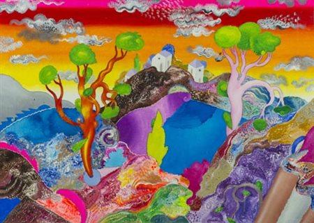 Luca Alinari Firenze 1943 Paesaggio , Acrilico e tecnica mista su tela, cm....