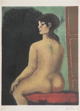 Franco Gentilini Faenza 1909 Roma 1981 Nudo di schiena , Serigrafia su carta,...