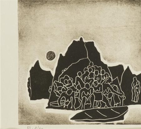 Felice Casorati Novara 1887 Torino 1963 Bagnanti a Capri 1951, Acquaforte di...