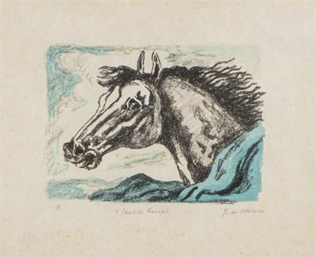 Giorgio De Chirico Volos 1888 Roma 1978 Cavallo Lampo , Litografia su carta,...