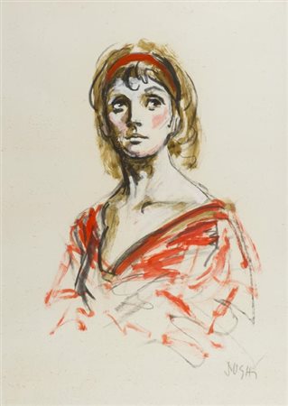 Alberto Sughi Cesena 1928 2012 Figura , Tecnica mista su cartoncino, cm....