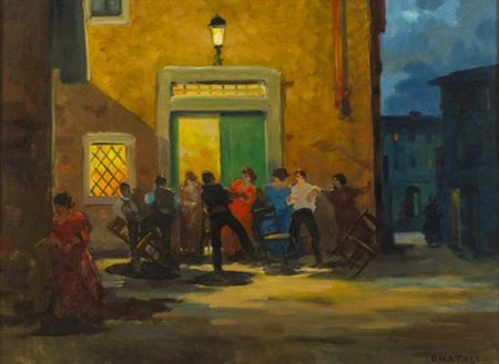 Renato Natali Livorno 1883 1979 Baruffa , Olio su tela, cm. 60x80 Firmato in...