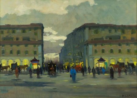 Renato Natali Livorno 1883 1979 Vecchia Livorno , Olio su tavola, 50x70...
