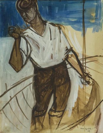 Giuseppe Migneco Messina 1908 Milano 1997 Marinaio 1961, Tecnica mista su...