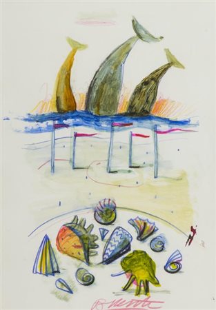 Antonio Possenti Lucca 1933 Senza titolo , Tecnica mista su carta,cm. 30x20...