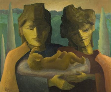 Pirzio Firenze 1920 2001 Uomini di sempre - Natività 1972, Olio su tela, cm....